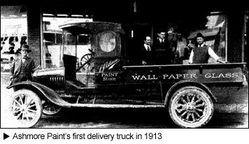 Image of Ashmore Paint's first delivery truck in 1913